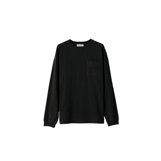 Pocket Longsleeve Black front view - The Matcha Club